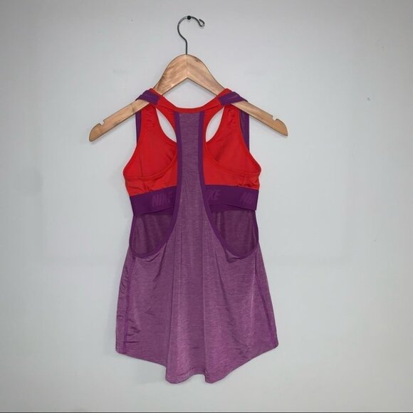 Nike Pro Tank Top Size Extra Small XS Red Purple Loose Training Inside 2-In-1 - Picture 5 of 10